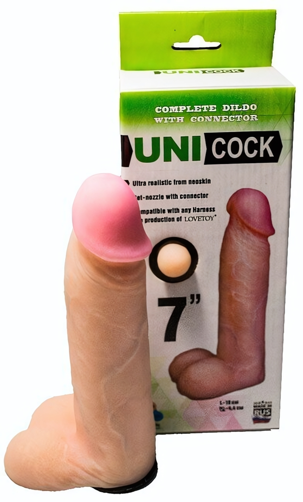 Насадка для страпона "Harness" UNICOCK 7" без вибрации (Цвет: телесный)