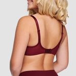 Бюстгальтер из прозрачного неэластичного вышитого тюля с мягкими чашками (Размер: 80F) (Цвет: бордовый)