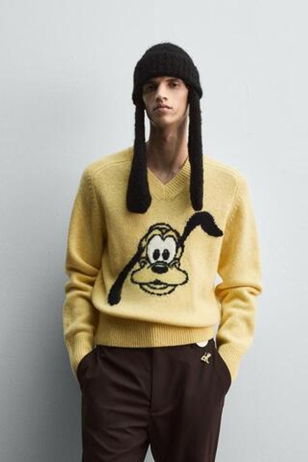ZARA HARRY LAMBERT X DISNEY ШЕРСТЯНОЙ ДЖЕМПЕР С ПЛУТО, ЖЕЛТЫЙ