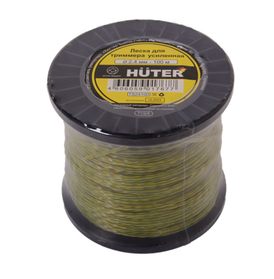 Леска HUTER TS24100 для триммера, 2.4 мм, витой квадрат