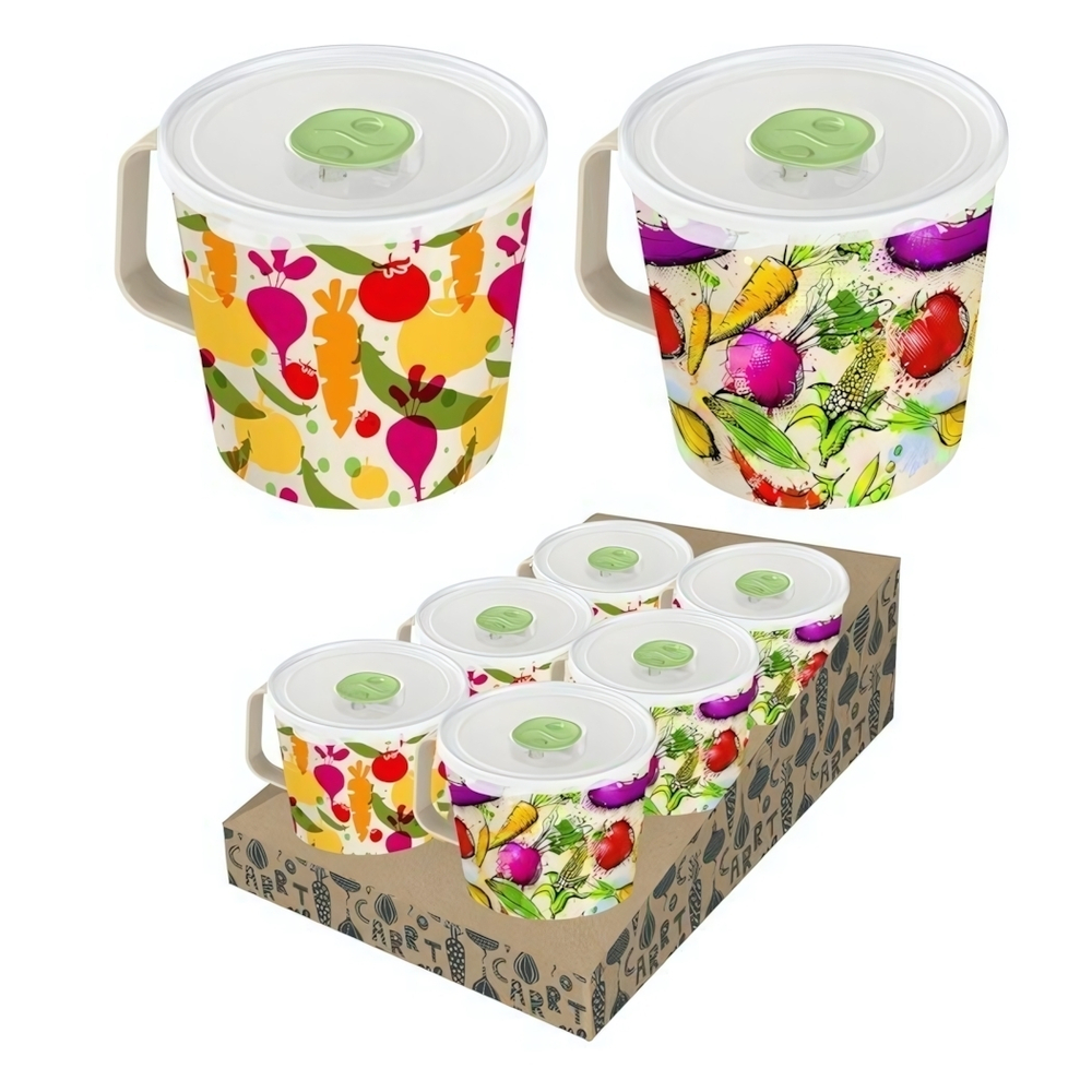 Контейнер-кружка "IZI-GO" с клапаном с декором, 750 мл (светло-бежевый)