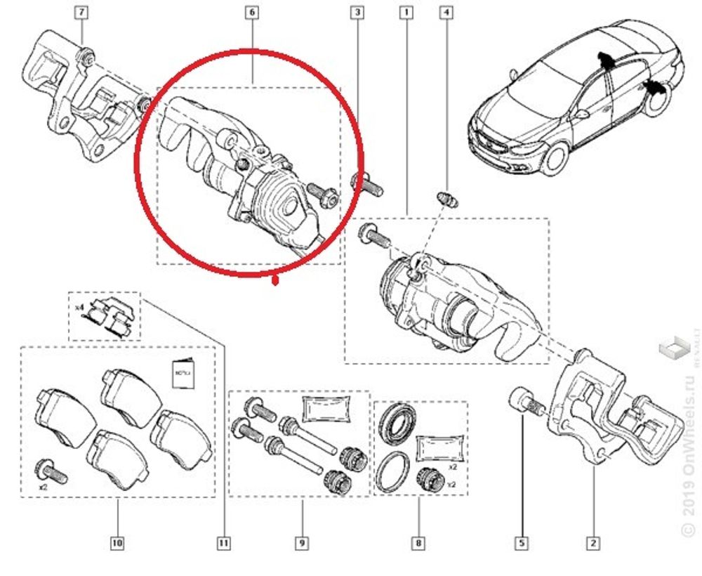 Суппорт Renault Fluence Megane III задн. прав. (Renault)