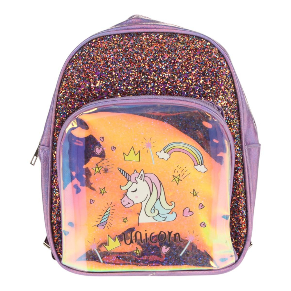 Рюкзак детский, ПВХ, алмазная крошка, 23*18см, 1отделение, 1карман, 3цв микс