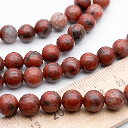 Яшма красная бусины, диаметр около 8-8,2 мм, цена за нить 38 см (около 47 шт)
