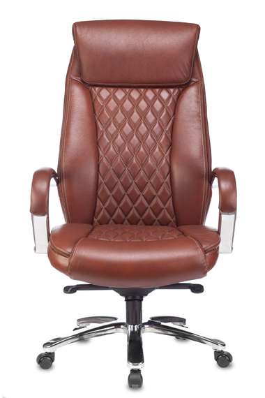 Кресло руководителя Бюрократ T-9924WALNUT светло-коричневый Leather Eichel кожа крестов. металл/дере