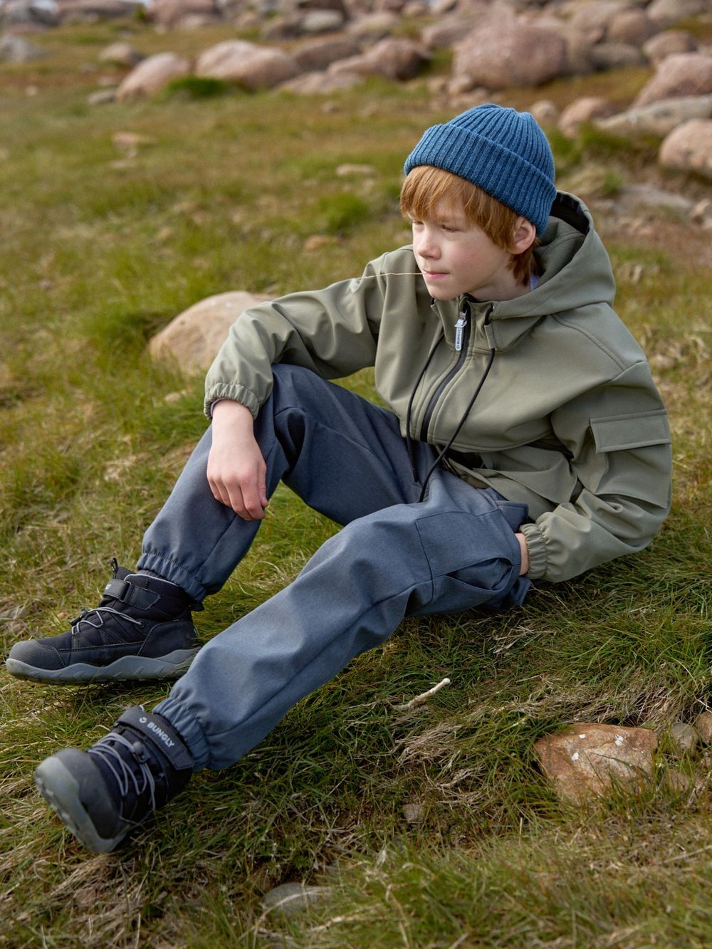 Брюки карго Softshell демисезонные "Черный меланж" 7+