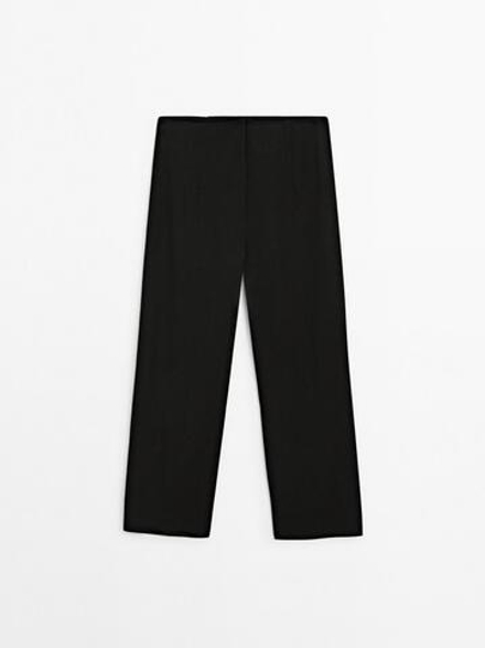 Massimo Dutti Брюки свободного кроя из смесового льна, черный