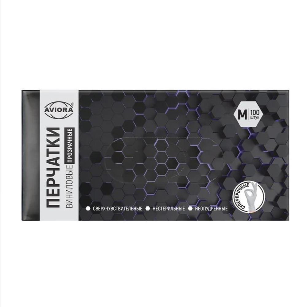 Перчатки виниловые неопудренные М (100 шт)