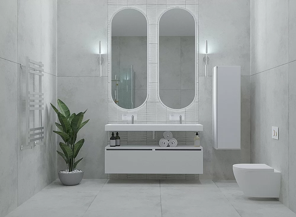 Тумба с раковиной Armadi Art Flat 100 белый глянец