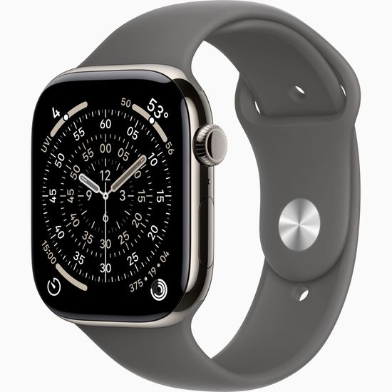 Apple Watch Series 11 GPS 46mm Natural Titanium Case with Stone Grey Sport Band