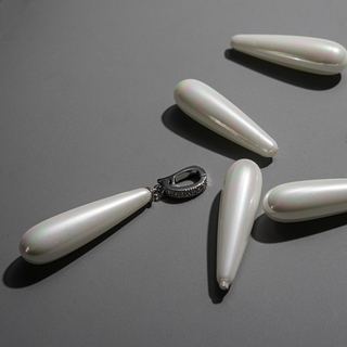 Хрустальный жемчуг, оттенок "Белый", полупросверленная капля, 30,5*8,5мм