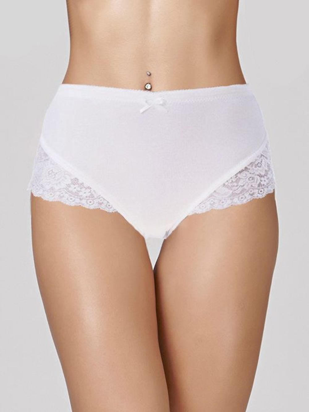 Высокие трусики с кружевной отделкой (Размер: XXXL) (Цвет: бежевый)