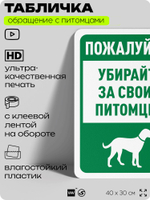 Табличка "Убирайте за своим питомцем" на дверь и забор, для двора, дома, подъезда, 40х30 см, Silver Plane x Айдентика Технолоджи