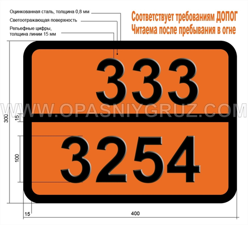 Табличка Опасный груз 333-3254 ТРИБУТИЛФОСФАН