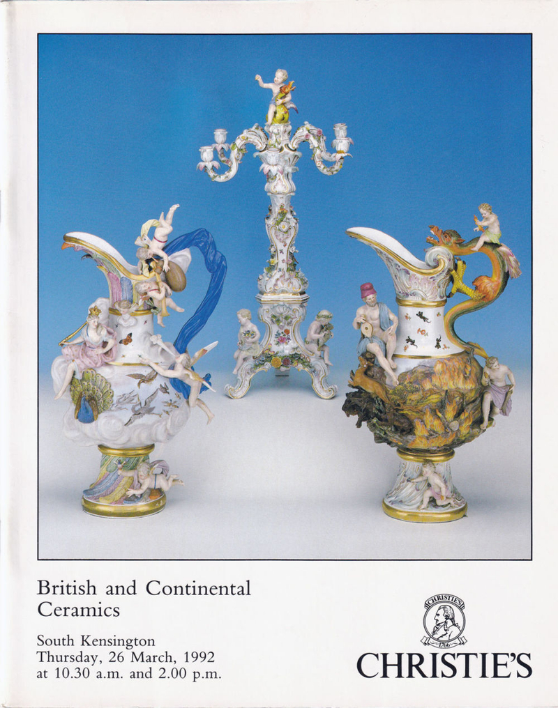 Каталог аукциона Christie's, Лондон, Керамика Британии и континентальной Европы от 26 марта 1992 года