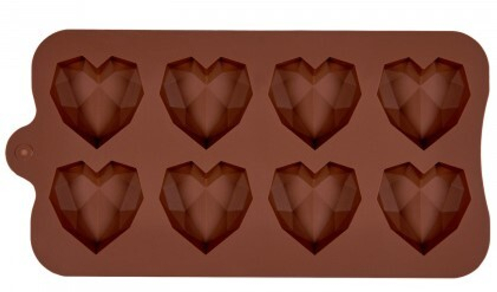 Форма силиконовая «Хрустальные сердца 8 ячеек»