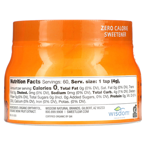 SweetLeaf Stevia, Монах, органический подсластитель, гранулированный, 240 г (8,47 унции)