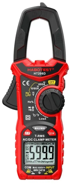Мультиметр HT206D Habotest клещи постоянного и переменного тока 0,01 - 600А емкость частота подветка