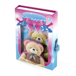 Блокнот в футляре, 14,5 см * 20,5 см, 7БЦ, Alingar, ламинация, замочек, вн.блок с дизайном, в линию, 45 л., "Медвежонок", коричневый