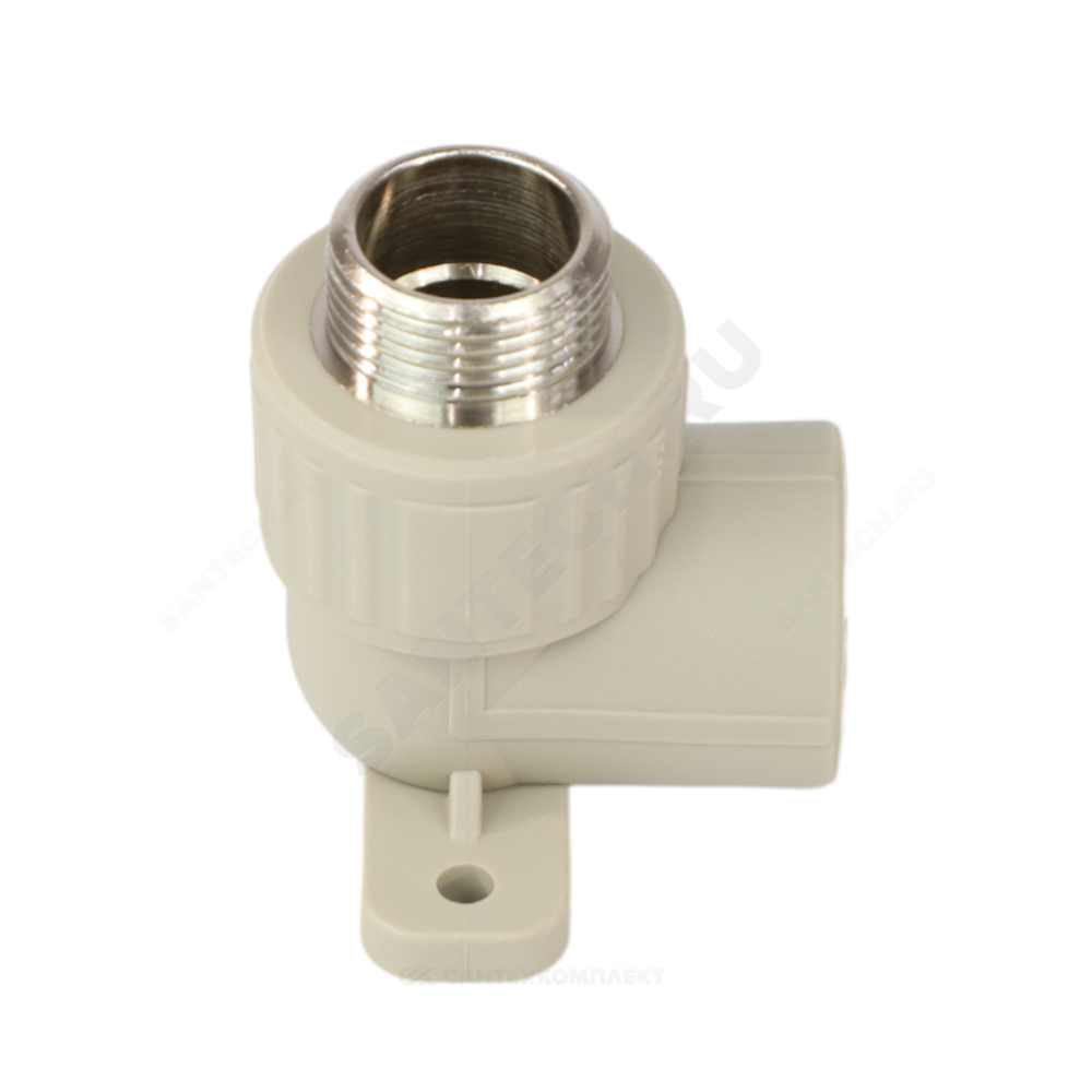 Угольник PP-R комбинированный серый Дн 20х3/4" НР с креплением VALFEX 10121120Г