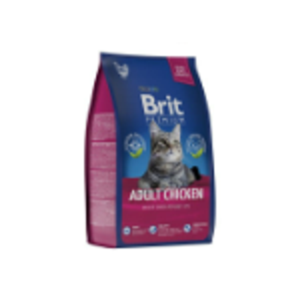 Сухой корм для кошек BRIT PREMIUM с курицей для взрослых "Cat Adult Chicken", 0.8кг