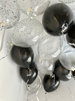 Воздушные шары черные конфетти под потолок №2909