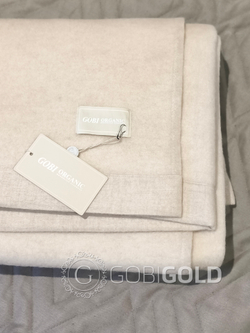 Одеяло тканое из 100% кашемира (GOBI) 135x200 см. - кремовое (ЛЮКС)