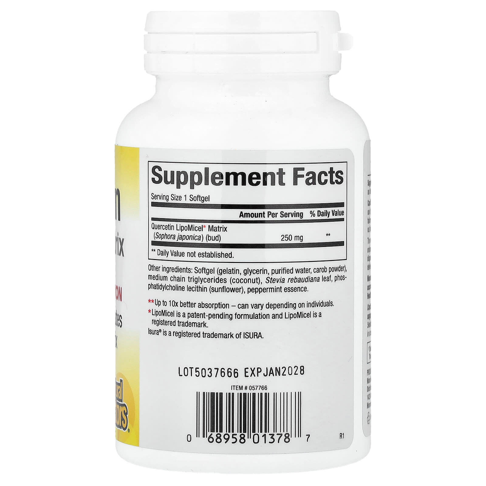 Natural Factors, LipoMicel, кверцетин, 250 мг, 60 капсул с жидкостью