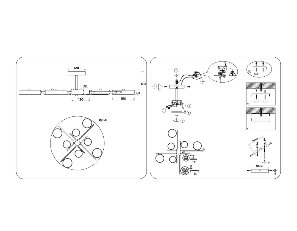 Ambrella Люстра светодиодная на штанге LineTech FL516339