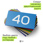 Табличка с номером 40 на дверь квартиры, для офиса, кабинета, аудитории, склада, голубая 120х70 мм, Айдентика Технолоджи