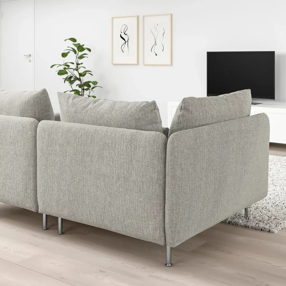 Диван 3-местный - IKEA SÖDERHAMN/SODERHAMN, 99x192см, серый/светло-серый, СЕДЕРХАМН ИКЕА