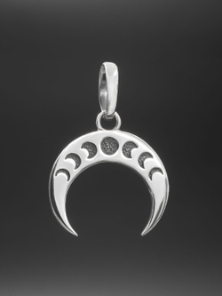 Подвеска лунница с фазами луны из серебра