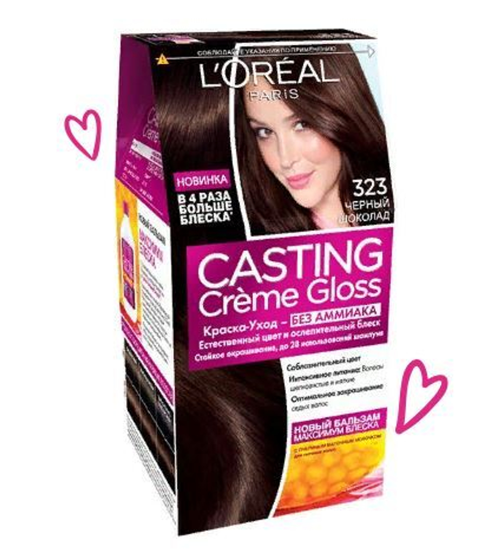 L'Oreal Paris Краска для волос Casting Creme Gloss, тон №323, Черный шоколад, 180 гр