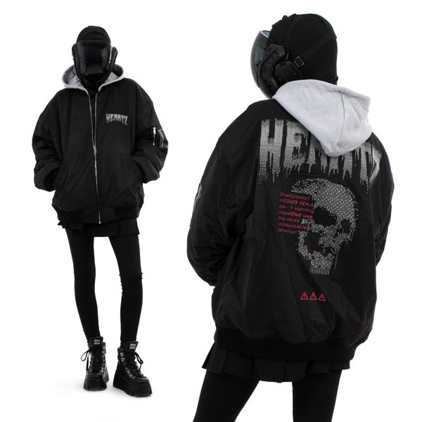 Бомбер Intruder v1.1 Oversized Embroidered Hooded Черная - фото 4