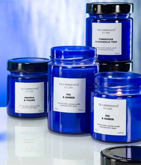 Mimosa & Thiare, свеча Apothecary cobalt blue Collection, Vila Hermanos