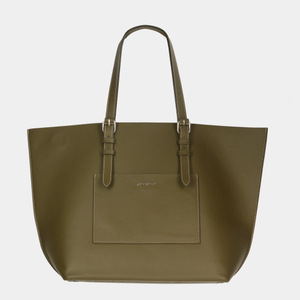 Женская сумка шоппер из кожи теленка зеленого цвета