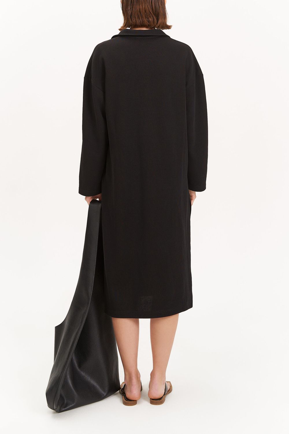 Платье-поло миди, черное