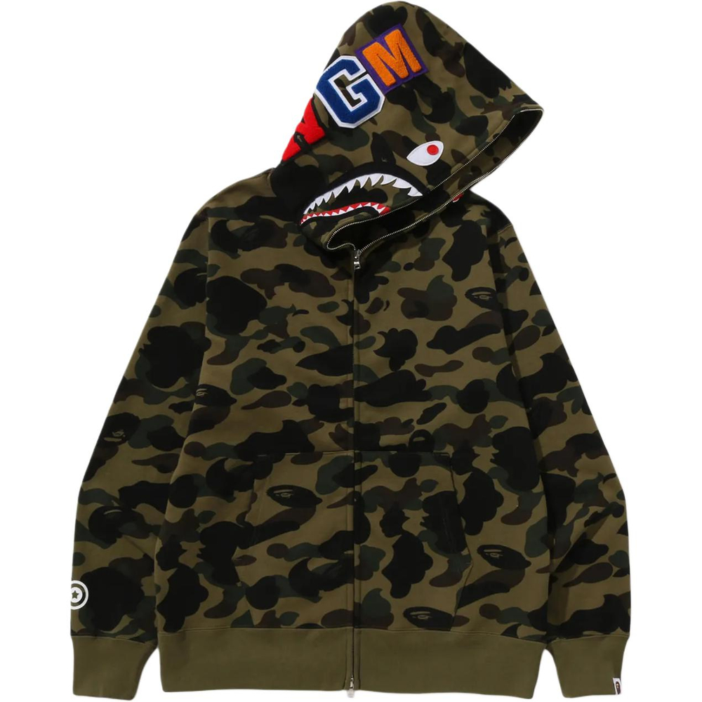 A Bathing Ape 1st Camo Multi Logo Shark Full Zip Худи зеленый