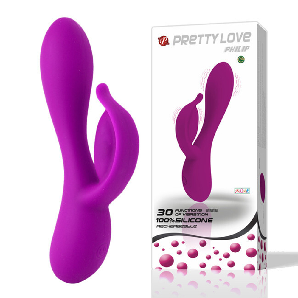 Мощный перезаряжаемый вибратор Pretty Love Philip (30 режимов), фиолетовый (Цвет: фуксия)