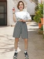 22231 Шорты женские пике темно-серо/белая полоска (56)