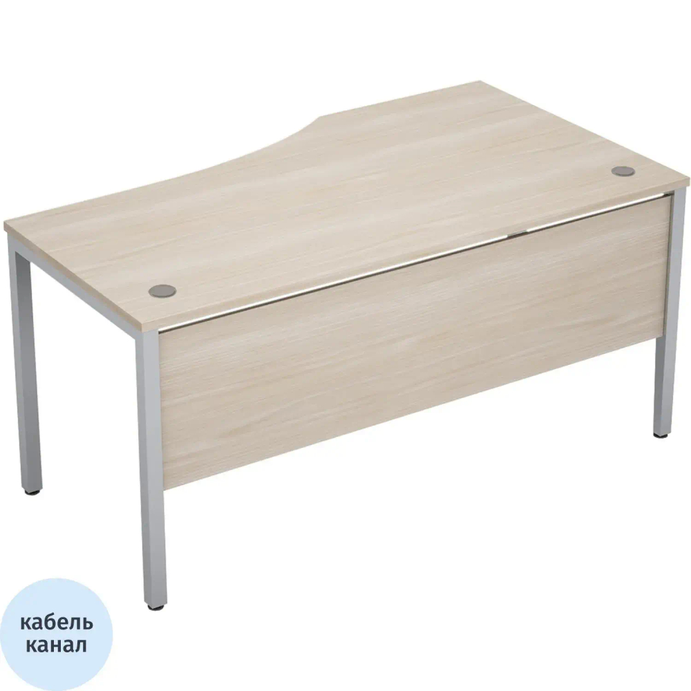 Стол Avance криволинейн.прав. 6МД.021 1600х900х750 шамони светлый/алюминий