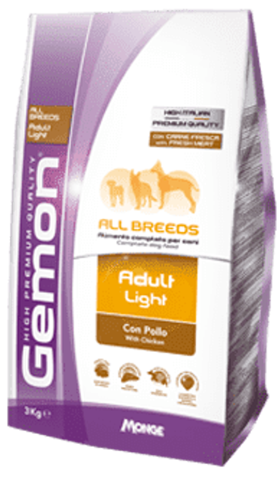 Gemon 3кг Dog Light низкокаллорийный корм для взрослых собак всех пород
