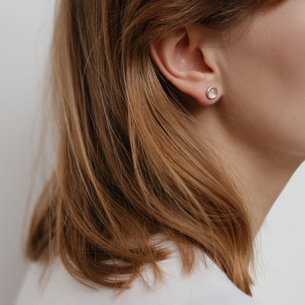 Моносерьга Alpha с розовым кварцем