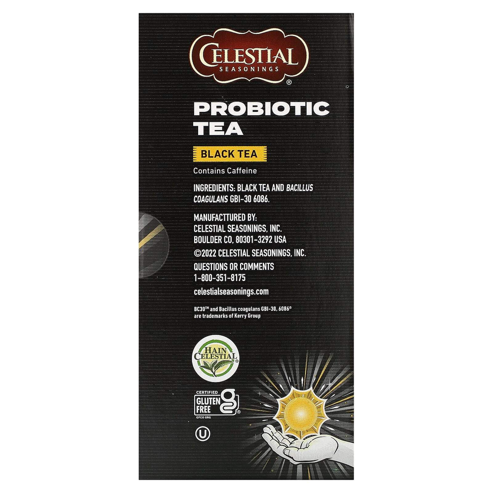 Celestial Seasonings, пробиотический черный чай, английский завтрак, 16 чайных пакетиков по 30 г (1,07 унции)