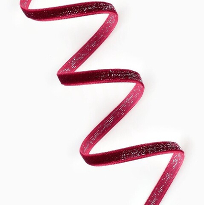 Бархатная лента с серебряным люрексом 6 мм