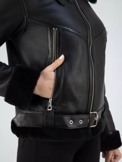 Дубленка зимняя натуральная короткая пилот авиатор