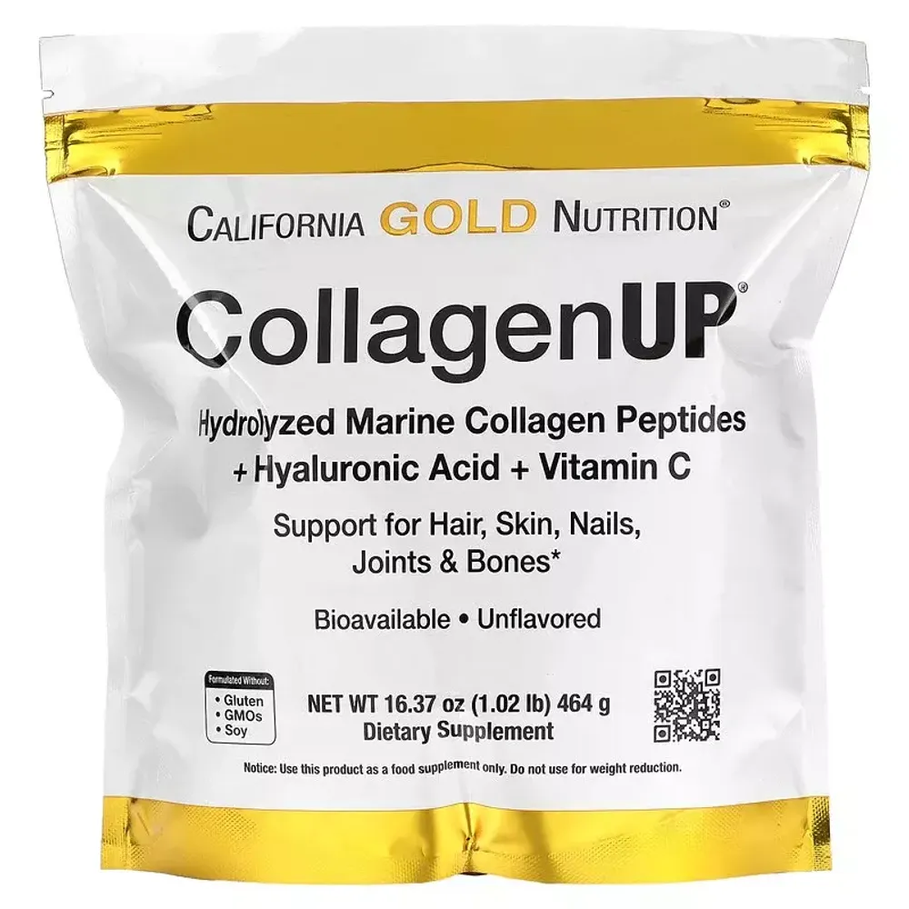 California Gold Nutrition, CollagenUP Unflavored 464 gr / гидролизованные пептиды морского коллагена с гиалуроновой кислотой и витамином C, с нейтральным вкусом