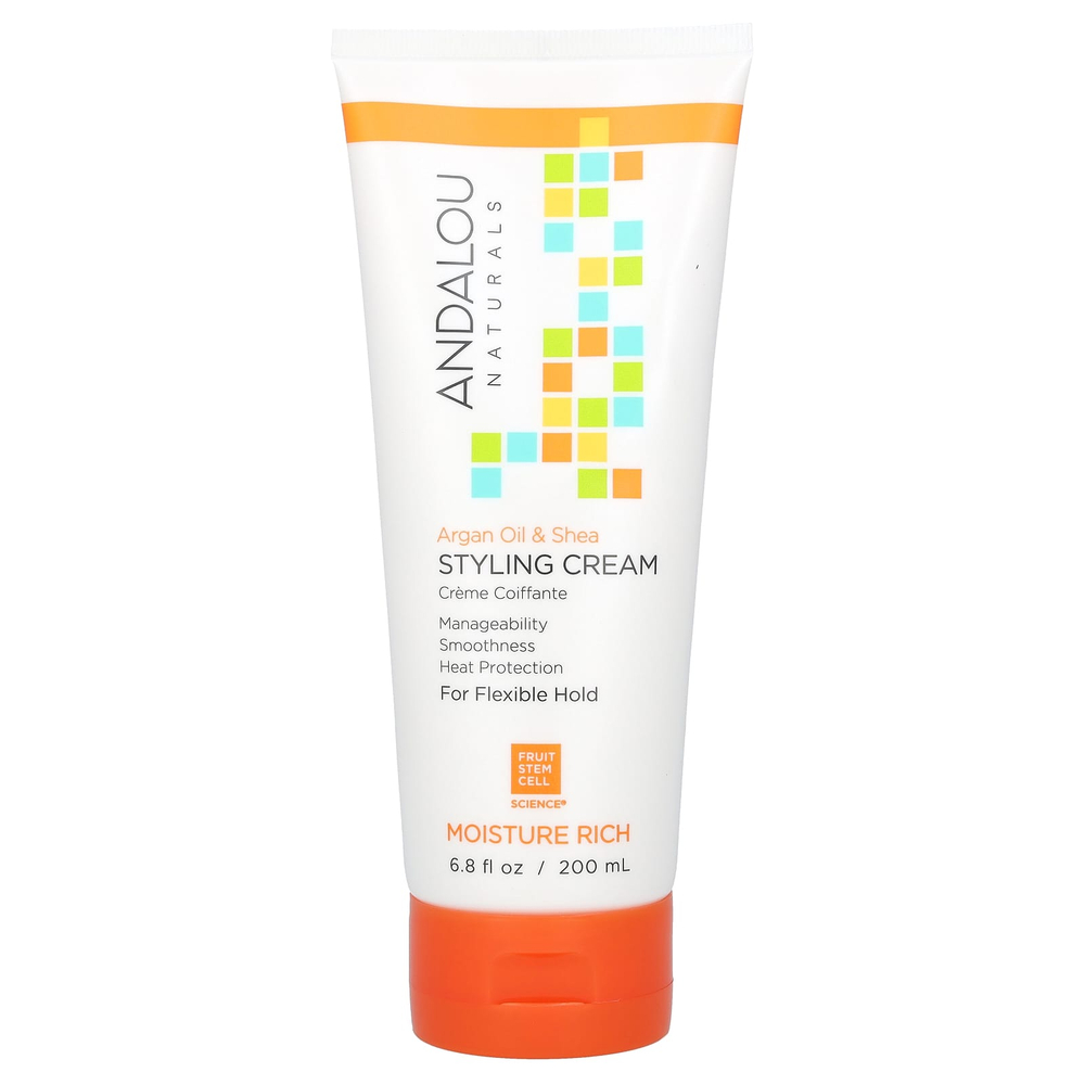 Andalou Naturals, крем для укладки волос, аргановое масло и масло ши, глубокое увлажнение, 200 мл (6,8 жидк. унции)