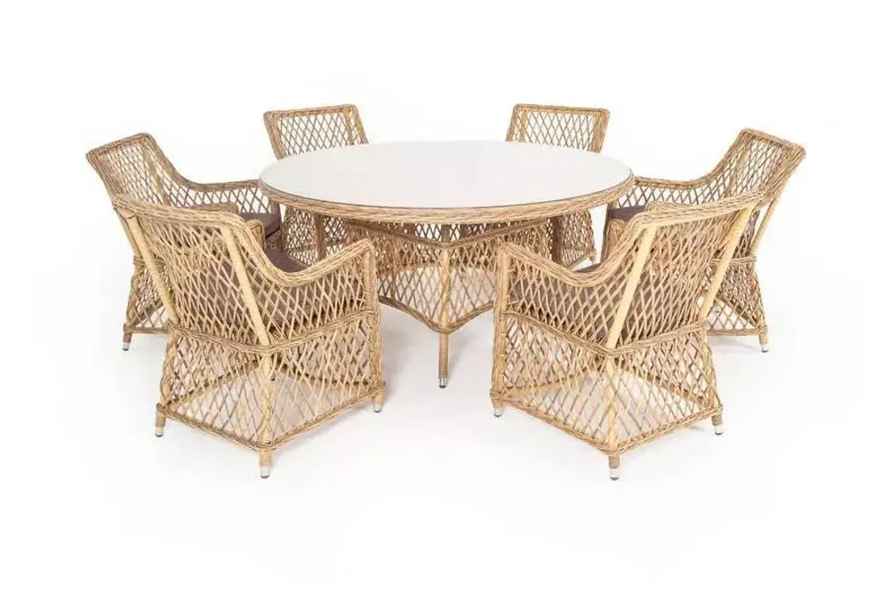 "Эспрессо-150 L" обеденная группа плетеная, цвет соломенный