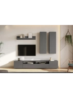 Модульная стенка со шкафом Графит серый 200х35х136